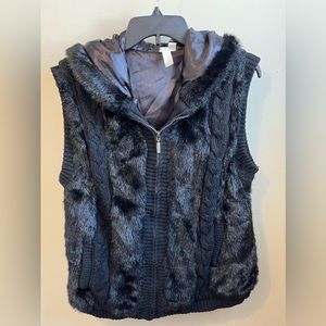 Faux fur vest with hood